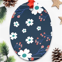 Floral Digital Background Oval Ornament (two Sides)