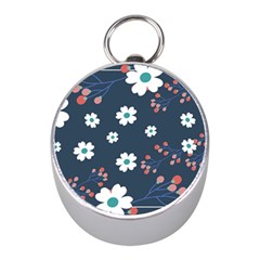 Floral Digital Background Mini Silver Compasses by Ravend