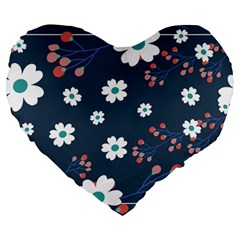 Floral Digital Background Large 19  Premium Flano Heart Shape Cushions