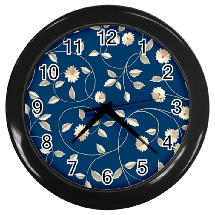 Flora Flower Flowers Nature Abstract Wallpaper Design Wall Clock (Black)