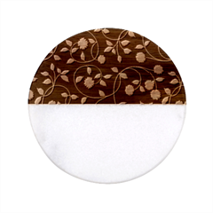 Flora Flower Flowers Nature Abstract Wallpaper Design Classic Marble Wood Coaster (round)  by Ravend