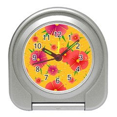 Background Flowers Floral Pattern Travel Alarm Clock by Ravend