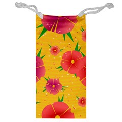 Background Flowers Floral Pattern Jewelry Bag by Ravend