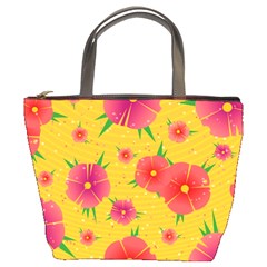 Background Flowers Floral Pattern Bucket Bag by Ravend