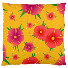 Background Flowers Floral Pattern Large Premium Plush Fleece Cushion Case (one Side) by Ravend