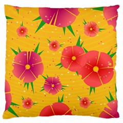 Background Flowers Floral Pattern Large Premium Plush Fleece Cushion Case (two Sides)