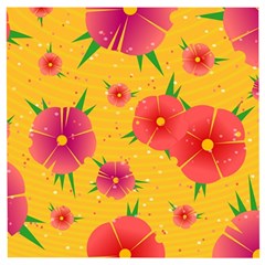 Background Flowers Floral Pattern Wooden Puzzle Square by Ravend