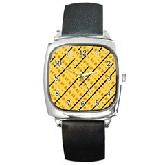 Background Yellow Background Square Metal Watch by Ravend