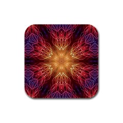 Fractal Abstract Artistic Rubber Square Coaster (4 Pack) by Ravend