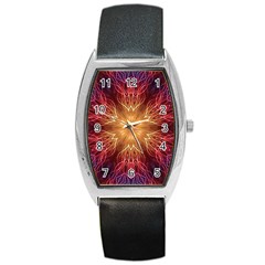 Fractal Abstract Artistic Barrel Style Metal Watch by Ravend