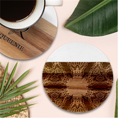 Fractal Abstract Artistic Marble Wood Coaster (round)