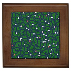 Leaves Flowers Green Background Nature Framed Tile by Ravend