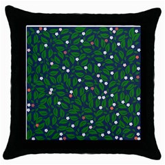 Leaves Flowers Green Background Nature Throw Pillow Case (black) by Ravend