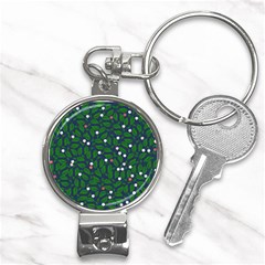 Leaves Flowers Green Background Nature Nail Clippers Key Chain by Ravend