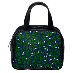 Leaves Flowers Green Background Nature Classic Handbag (one Side) by Ravend