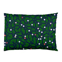 Leaves Flowers Green Background Nature Pillow Case by Ravend