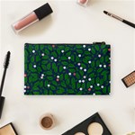 Leaves Flowers Green Background Nature Cosmetic Bag (Small) Back