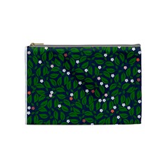 Leaves Flowers Green Background Nature Cosmetic Bag (medium) by Ravend