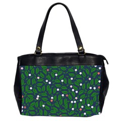 Leaves Flowers Green Background Nature Oversize Office Handbag (2 Sides) by Ravend