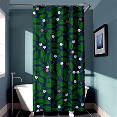 Leaves Flowers Green Background Nature Shower Curtain 36  X 72  (stall)  by Ravend