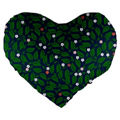 Leaves Flowers Green Background Nature Large 19  Premium Heart Shape Cushions by Ravend