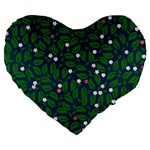 Leaves Flowers Green Background Nature Large 19  Premium Heart Shape Cushions Front