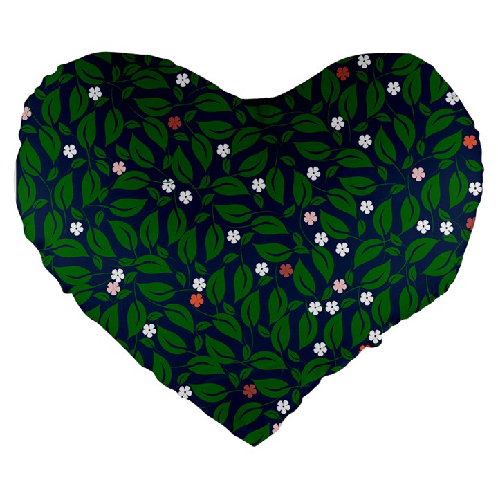 Leaves Flowers Green Background Nature Large 19  Premium Heart Shape Cushions