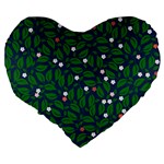 Leaves Flowers Green Background Nature Large 19  Premium Heart Shape Cushions Back