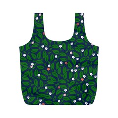 Leaves Flowers Green Background Nature Full Print Recycle Bag (m) by Ravend