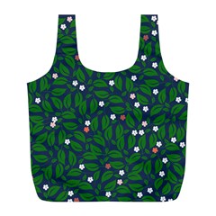 Leaves Flowers Green Background Nature Full Print Recycle Bag (l) by Ravend