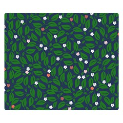 Leaves Flowers Green Background Nature Premium Plush Fleece Blanket (small) by Ravend