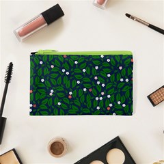 Leaves Flowers Green Background Nature Cosmetic Bag (xs) by Ravend