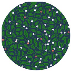 Leaves Flowers Green Background Nature Wooden Puzzle Round by Ravend