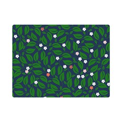 Leaves Flowers Green Background Nature One Side Premium Plush Fleece Blanket (mini)