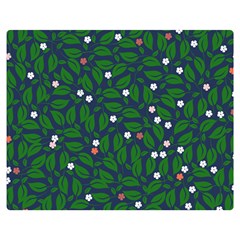 Leaves Flowers Green Background Nature One Side Premium Plush Fleece Blanket (medium)