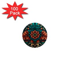 Flower Pattern Modern Floral 1  Mini Magnets (100 Pack)  by Ravend