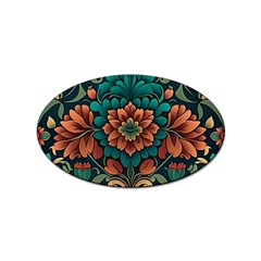 Flower Pattern Modern Floral Sticker Oval (100 Pack) by Ravend