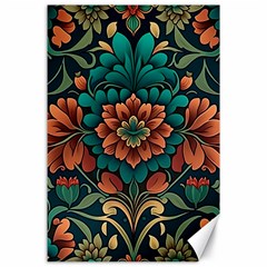 Flower Pattern Modern Floral Canvas 24  X 36  by Ravend