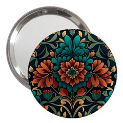 Flower Pattern Modern Floral 3  Handbag Mirrors by Ravend