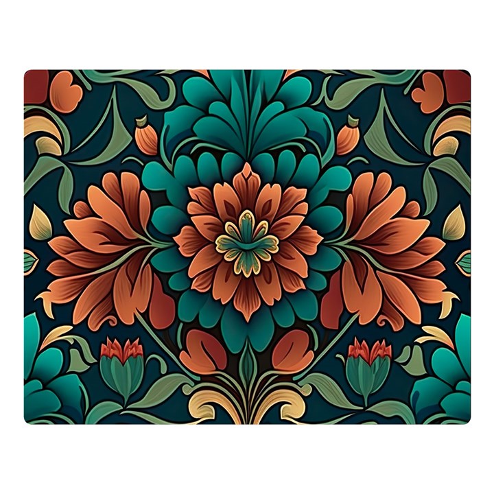 Flower Pattern Modern Floral One Side Premium Plush Fleece Blanket (Large)