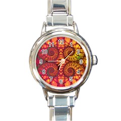 Abstract Art Pattern Fractal Design Round Italian Charm Watch by Ravend