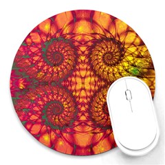 Abstract Art Pattern Fractal Design Round Mousepad by Ravend