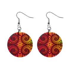 Abstract Art Pattern Fractal Design Mini Button Earrings by Ravend