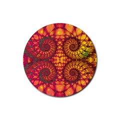 Abstract Art Pattern Fractal Design Rubber Coaster (round) by Ravend