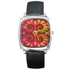 Abstract Art Pattern Fractal Design Square Metal Watch by Ravend