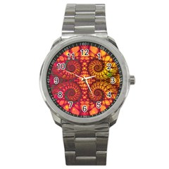 Abstract Art Pattern Fractal Design Sport Metal Watch by Ravend