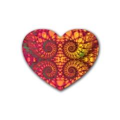 Abstract Art Pattern Fractal Design Rubber Coaster (heart) by Ravend