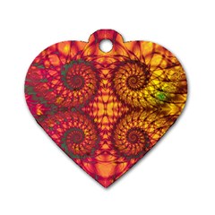 Abstract Art Pattern Fractal Design Dog Tag Heart (one Side) by Ravend