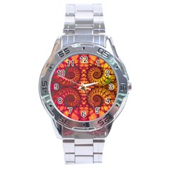 Abstract Art Pattern Fractal Design Stainless Steel Analogue Watch by Ravend