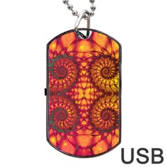 Abstract Art Pattern Fractal Design Dog Tag Usb Flash (one Side) by Ravend